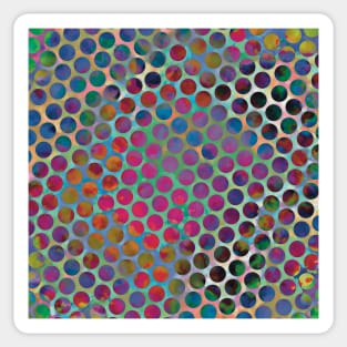 Rainbow Circle Mesh, Digital Illustration, Geometric Pattern Sticker